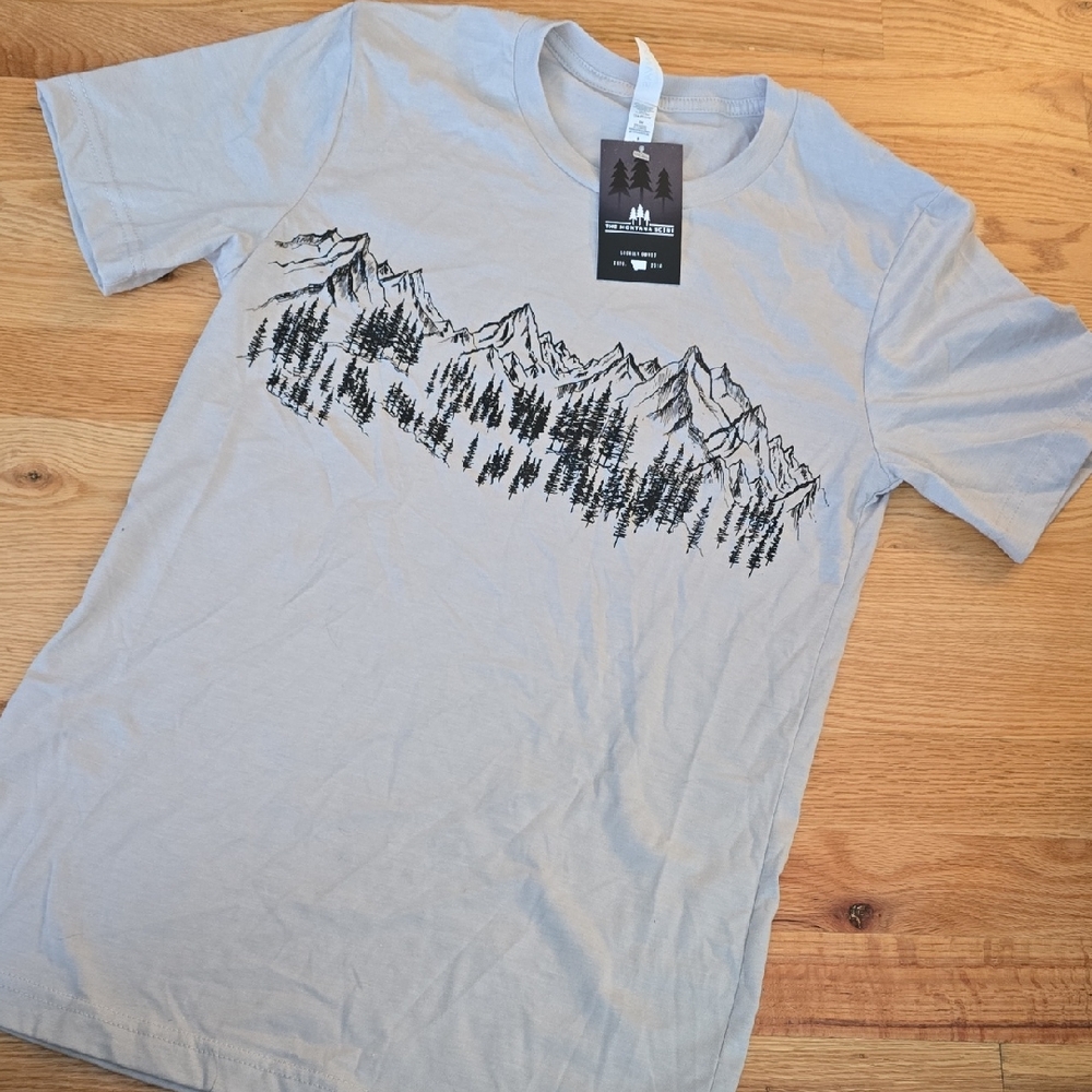 Men's Light Gray Mountain Graphic Short-Sleeve Tee